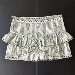 Isabel Marant s/s 2013 Bertille Mini skirt Distressed hardware accents 38